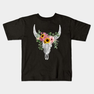 Cow skull floral 12 Kids T-Shirt